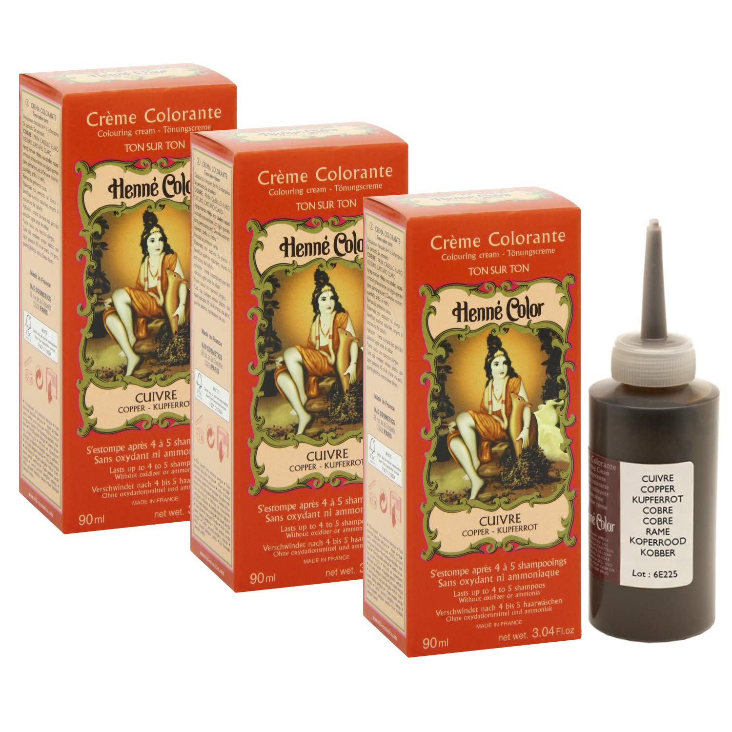 Henne Color Colouring Cream 90ml Copper (Pack of 3)