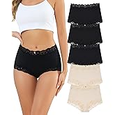 LEVAO Boy Shorts Underwear for Women Lace Full Covreage Boxer Briefs Pantie 5 Pack S-XL