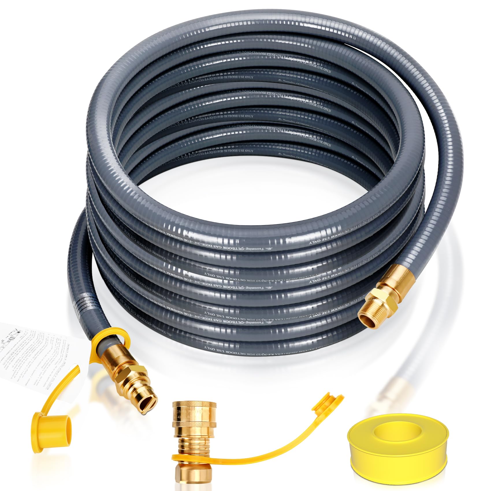 Photo 1 of 3/4" Natural Gas Hose for Generator, 50FT 3/4" ID Natural Gas Hose with Quick Connect for NG/LP Propane Appliances, Grill,Patio Heaters,Generators, Indoors & Outdoors CSA Certified