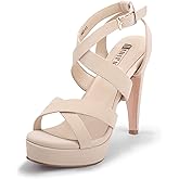IDIFU Women's Dress Platform High Heels Strappy Heeled Sandals Open Toe Ankle Strap Shoes for Women Wedding Bridal Homecoming
