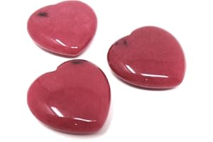 Innovative Surface Art Red Jade Stone Heart with Dark Imperfections - Set of 3 - Decorative Set - Valentines - Love - Some Slight Divots - Fun Pocket Stones - Gifts - Party - Wedding (35mm)