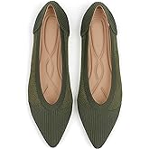 TINGRISE Women's Flats Shoes Pointed Toe Knit Ballet Comfortable Dressy Mesh Flat