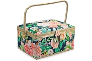 FLRHSJX Large Sewing Basket with Accessories, Sewing Organizer Box for Sewing Supplies and DIY Crafting Tools Storage Christmas Gift for Sewing Craft Lovers