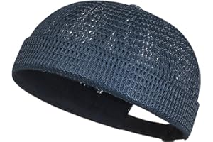 Men's Mesh Brimless Docker Caps Unisex Adjustable Beanie Cap Rolled Cuff Retro Hat Summer Worker Sailor Hat Skullcap