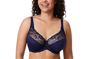 DELIMIRA Women's Plus Size Full Coverage Underwire Unlined Minimizer Lace Bra