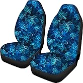 UNICEU Ocean Sea Turtles Watercolor Blue Front Car Seat Covers Set of 2 for Turtles Lovers, Vehicle Seat Protector Car Mat Covers, Fit Most Vehicle, Cars, Sedan, Truck, SUV, Van