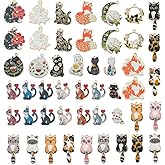 WOCRAFT 48pcs Enamel Bracelet Cat Charms for Jewelry Making Crafts DIY Necklace Bracelet Keychain Crafting Charms Kit (M768)