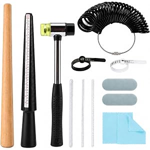 13 Pcs Ring Sizer Measuring Tool Kit, Ring Mandrel Sizing Kit with Sizes 1-17 Finger Ring Size Measurer, Ring Shaper for Fixi