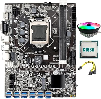 Lodokdre B75 ETH BTC Mining Motherboard LGA1155 12XPCIE G1630 CPU DDR3 Fan Cable