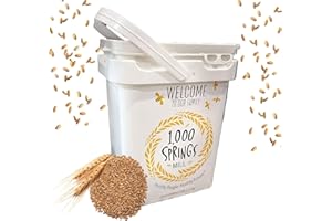 1000 Springs Mill - Organic Hard White Winter Wheat Berries - 25lb Bulk Bucket for Grain, Sprouting Seeds, Flour, and More | Great for Cereals, Salads, Whole Wheat Bread, and Pasta | Non-GMO, Gluten-Free, Long-Term Storage | Grown in Idaho