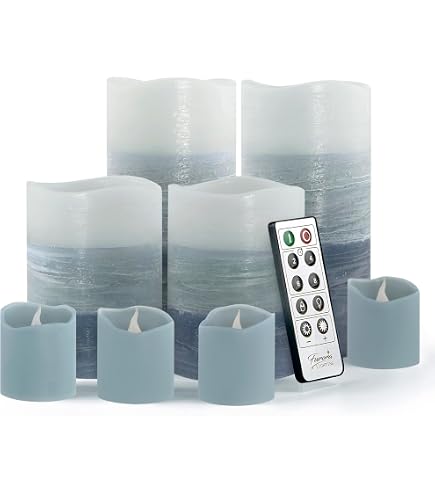 IZAN 3-Pack Real Wax Flameless LED Pillar Candles – Battery Operated, Flickering, With Remote Control & 24-Hour Timer (3"D X 4/5/6"H, Brown)