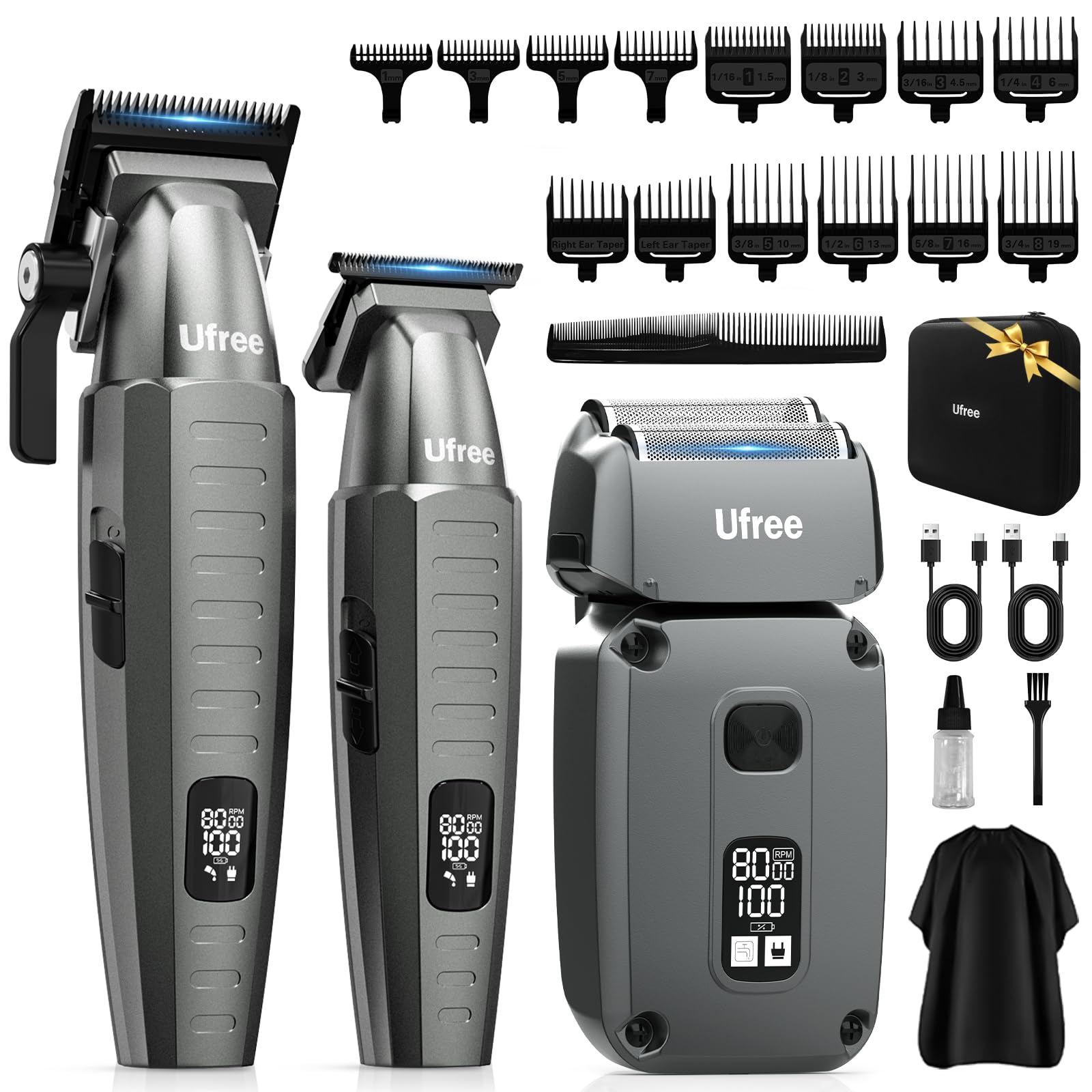 Photo 1 of Ufree 3 in 1 Hair Clippers for Men Professional, Beard Trimmer and Foil Shaver Electric Razor, Cordless Barber Clippers and Trimmers Set for Hair Cutting and Grooming, Gifts for Men