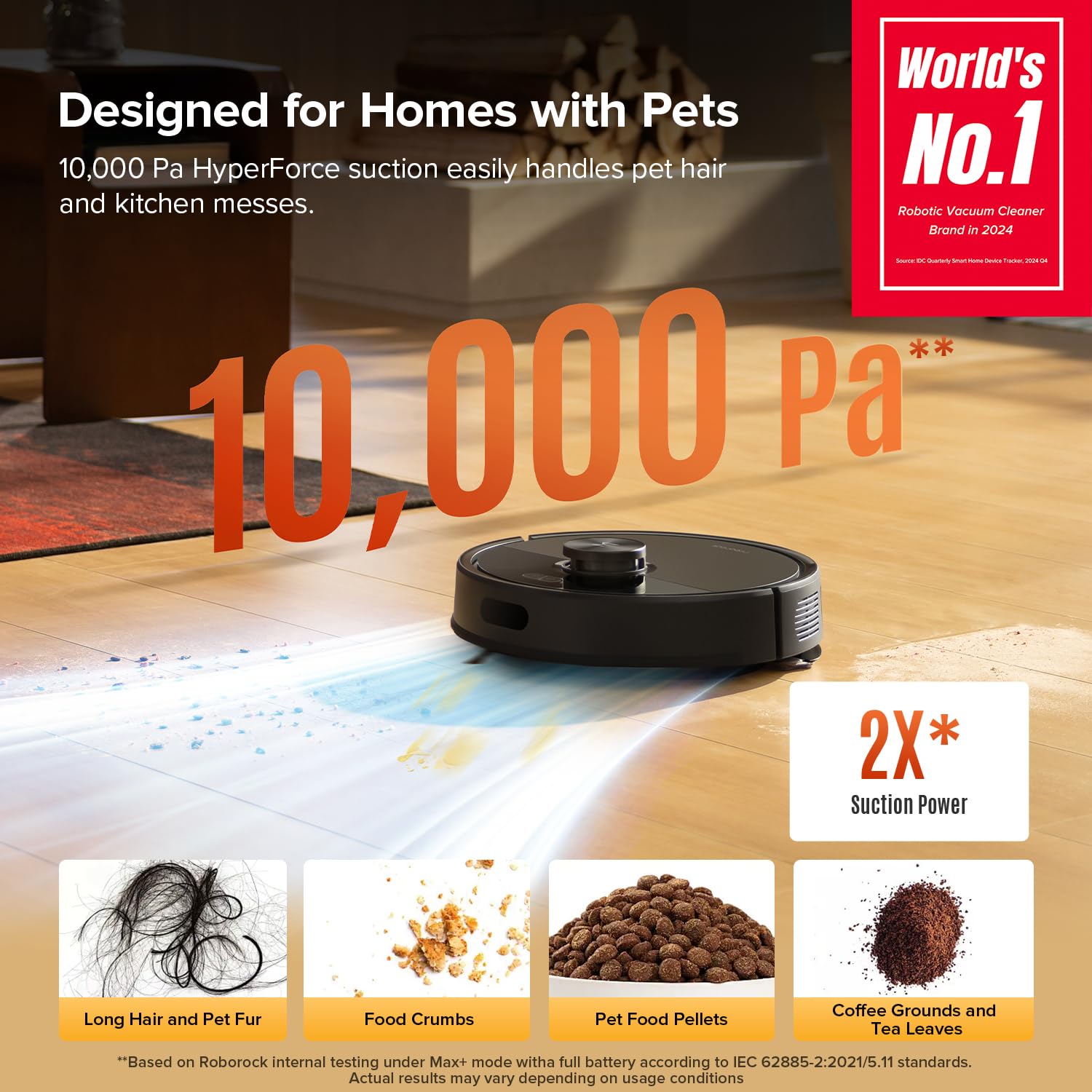 roborock Q7 M5 Robot Aspirador y Trapeador Combo, Succión HyperForce 10,000Pa, Aspirador Robótico, Sistema Dual Anti-Enredos, Trapeador Controlado por APP, Navegación LiDAR, para Pelo de Mascotas y Alfombras, Negro