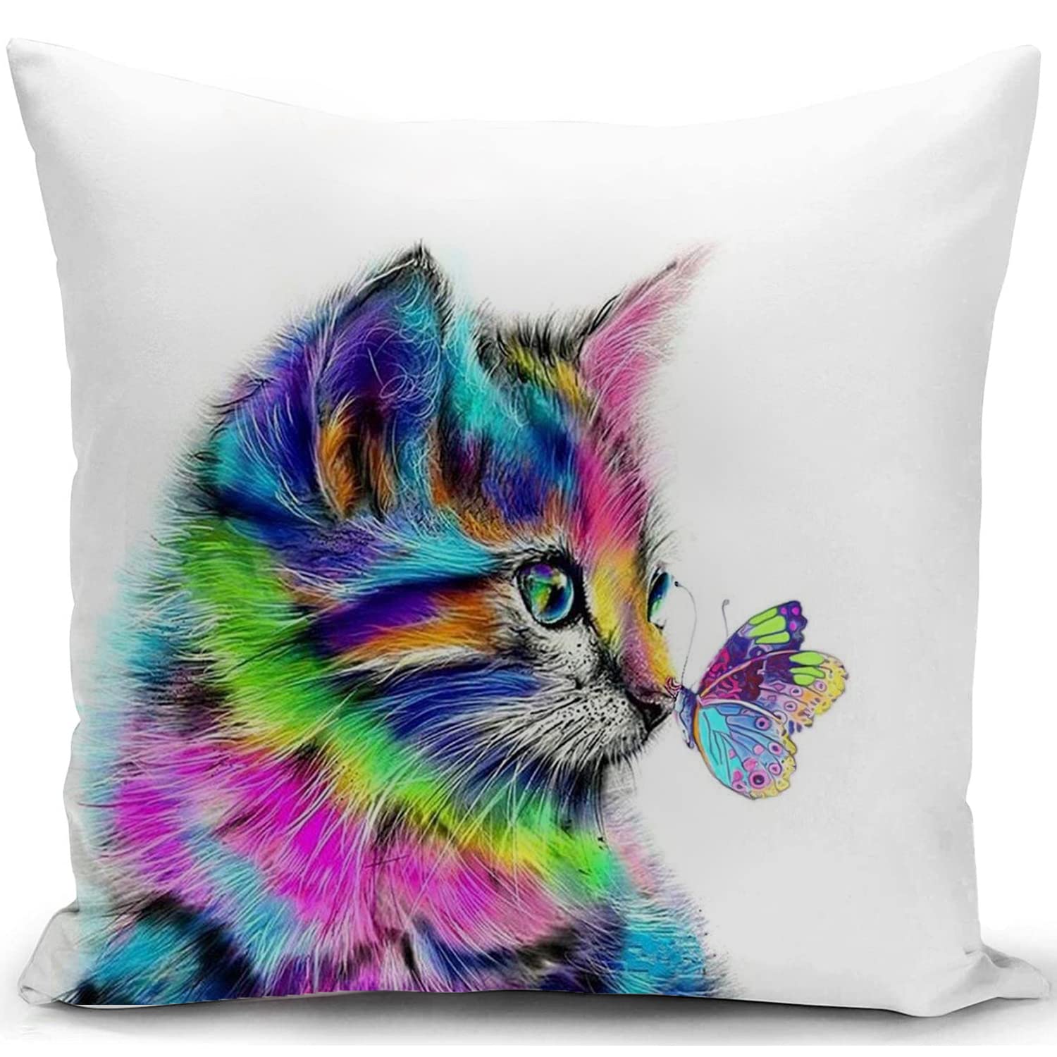 KUNQIAN Cat Cushion Cover - Cat Lovers Pillow Decor for Home, Living Room, Couch, Bed, Sofa - 18"x18" — image 1