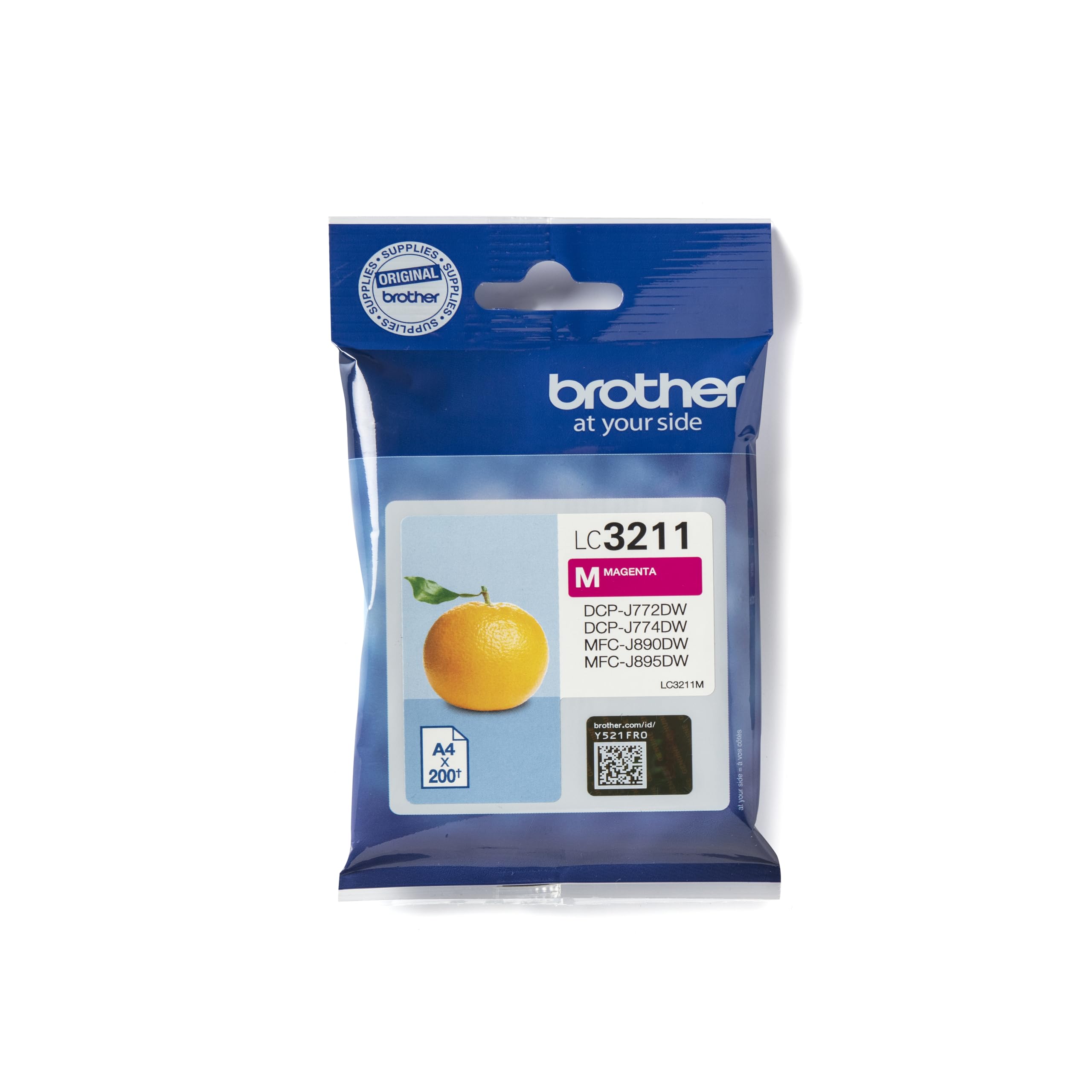 Brother LC-3211M Inkjet Cartridge, Magenta, Single Pack, Standard Yield, Includes 1 x Inkjet Cartridge, Genuine Supplies