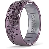 Enso Rings Etched Classic Silicone Rings - Etched Floral Collection - Comfortable and Flexible Design