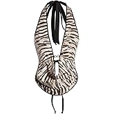 Verdusa Women's Cheetah Print Sequin Top Y2K Tie Back Corset Halter Going Out Crop Tops