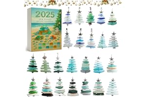 Christmas Tree Advent Calendar, 24 Days Christmas Countdown Calendar with 24 Mini Natural Sea Christmas Tree, Advent Calendar