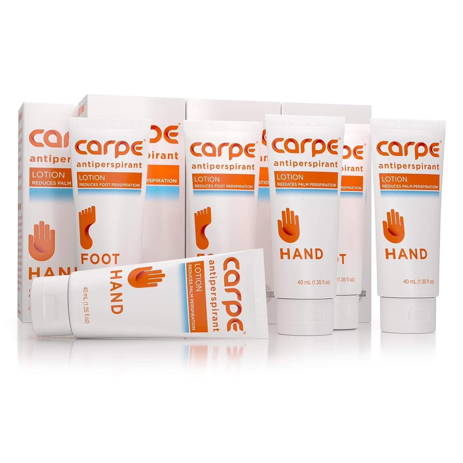 Carpe Antiperspirant Hand and Foot Lotion Package Deal (3 Hand and 3 Foot Tubes