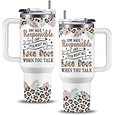 WWHSAI 40 oz Funny Tumbler Adult Humor | I'm Not Responsible for What My Face Does When You Talk | Sarcastic Sayings Coffee Cups | Office Work Mug for Coworker Boss | Great Gag Gift For Women Men
