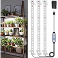 Wiaxulay LED Plant Grow Light Strips, 6000K White Grow Lights for Indoor Plants Full Spectrum, 3 Bars/16 in Grow Lamp with 6/12/16 Hrs Timer, 5 Brightness for Green House, Hydroponics, Seed Starting