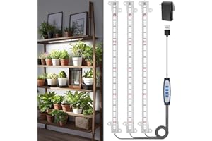 Wiaxulay LED Plant Grow Light Strips, 6000K White Grow Lights for Indoor Plants Full Spectrum, 3 Bars/16 in Grow Lamp with 6/12/16 Hrs Timer, 5 Brightness for Green House, Hydroponics, Seed Starting
