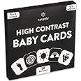 Spiggly High Contrast Baby Cards - 50 Black & White Visual Stimulation Cards For Newborns 0-6 Months