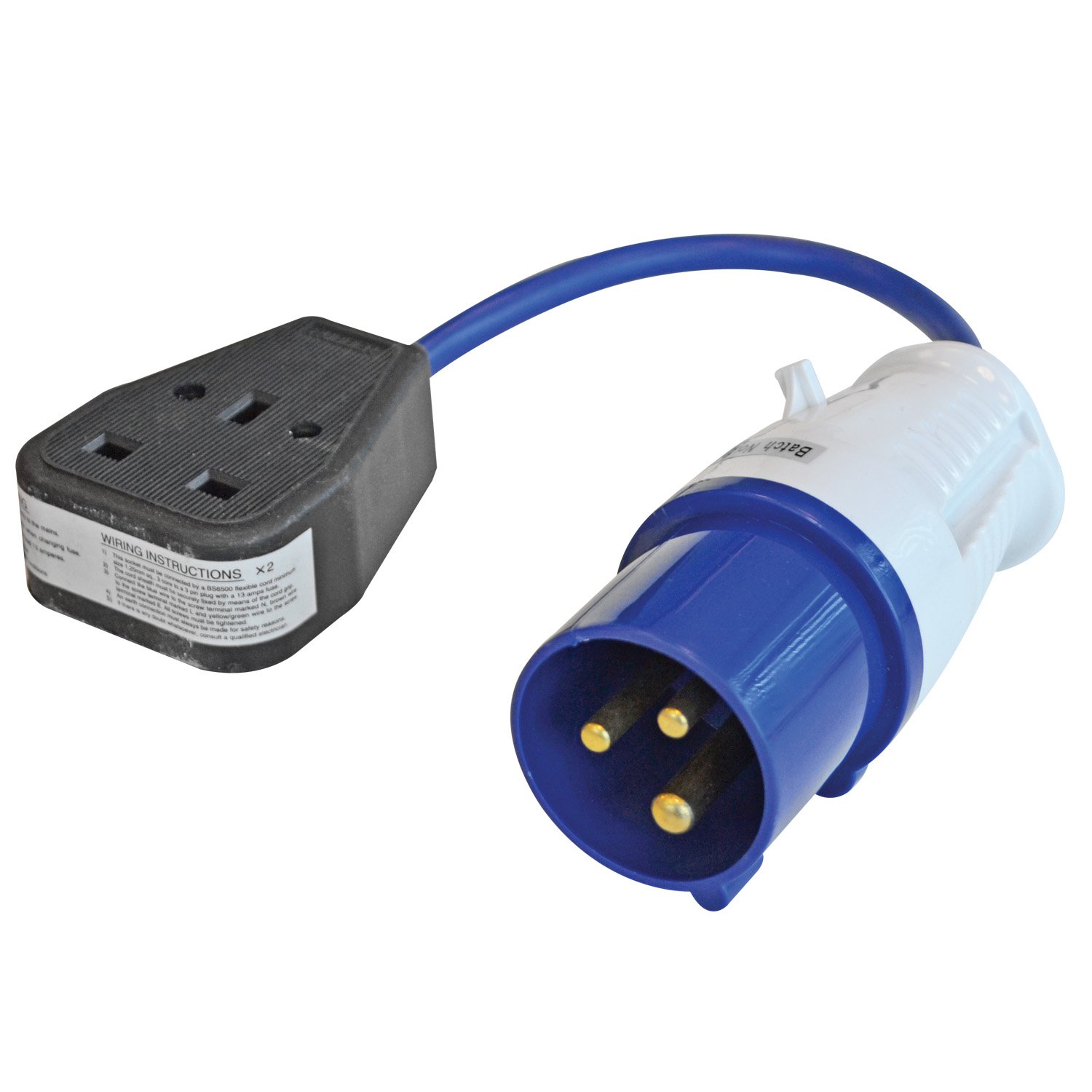 Faithfull FPPFLYLEAD Fly Lead Converter 16A Plug to 13A 3 Pin Socket 240v 35cm Lead