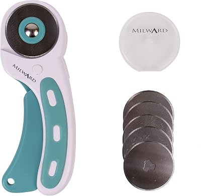 Milward 45mm Rotary Cutter for Fabric with 5 Spare Blades Turquoise