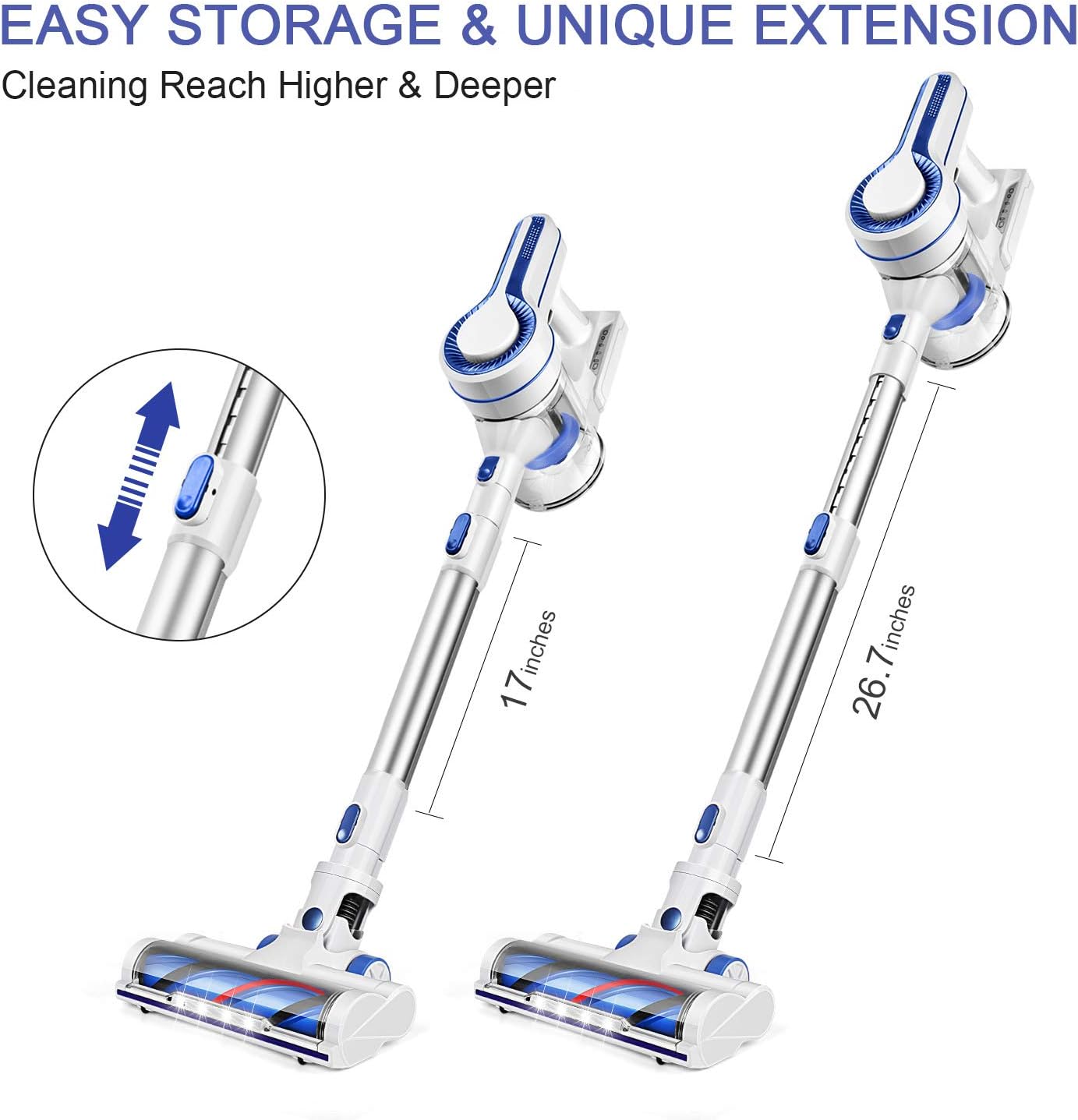 APOSEN Cordless Vacuum Cleaner, Upgraded Powerful Suction 4 in 1 Stick Vacuum Cleaner 35min-Running Detachable Battery, 1.2L Large-Capacity Dust Cup Vacuum Ideal for Hard Floor Carpet Pet Hair-H120 -