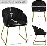 Yaheetech Velvet Tub Chair Vanity Chair with Golden Metal Legs Black view 3