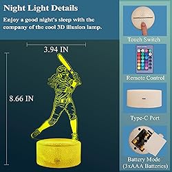 Softball Gifts for Girls, Baseball Night Light, 3D