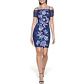 Guess Womens Off The Shoulder Printed Embellished Mesh Mini Dress