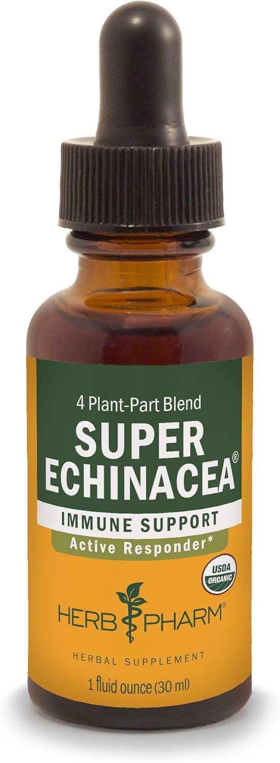 Herb Pharm Certified Organic Super Echinacea Liquid Extract for Active Immune System Support - 1 Ounce