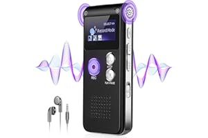 64GB Digital Voice Recorder for Lectures Meetings Interviews - ZIPCIDE 4800Hrs Rechargeable Audio Voice Activated Recorder with Playback & Password, 1536Kpbs Smart Sound Tape Recording Device