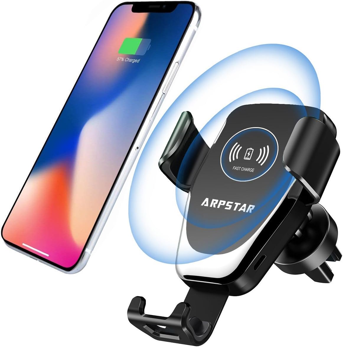 Wireless Car Charger, ARPSTAR Quick Charge Wireless Car Charger with Car Mount Phone Holder Fast Charging for iPhone Xs XR X 8 Plus and Samsung Galaxy S8/9 Plus Note 8/9 or Any Other Qi Smartphone