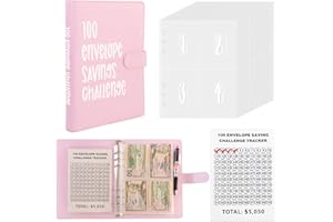Mtkocpk 100 Envelopes Money Saving Challenge- 100 Envelope Challenge Binder, 100 Day Money Saving Challenge Binder Budget Book With Cash Envelopes- Easy and Fun Way to Save $5,050