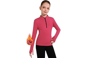 M MOTEEPI Fleece Girls Long Sleeve Shirts Quarter Zip Pullover Equestrian Girls Fall Winter Jackets