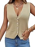 Saodimallsu Womens Sleeveless Sweater Vest Knit V