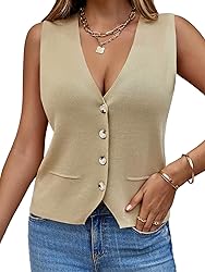 Saodimallsu Womens Sleeveless Sweater Vest Knit V