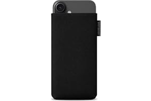 Adore June Protection Sleeve Classic Recycled Black Compatible with iPhone 16 Plus 2024, Modern Sustainable R-PES Fabric. Manufactured in Europe