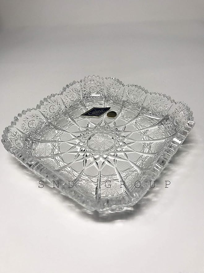 BOHEMIAN CRYSTAL GLASS PLATE BOWL PLATTER D5" DECORATIVE