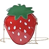 QZUnique Fruit Shape Handbag PU Crossbody Metal Chain Shoulder Bag Adjustable Strap Clutch Jelly Purse