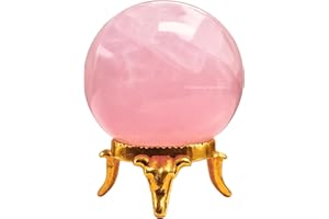 Amazing Gemstone Rose Quartz Crystal Ball with Stand - 1.5 Inches Crystal Sphere Meditation Balls for Witchcraft and Decorative Balls