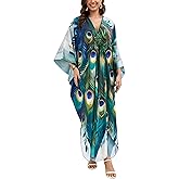 ELSCIRW Kaftan Dresses for Women Plus Size V-Neck Batwing Sleeve Beach Cover Up Flowy Summer Maxi Dress