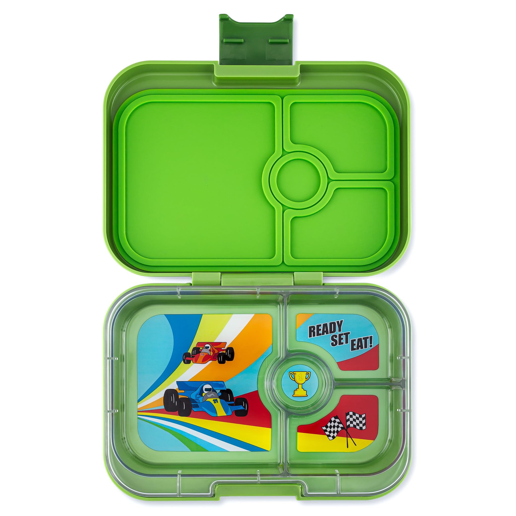 Yumbox Panino Leakproof Bento Lunch Box Container for Kids & Adults (Matcha Green (Race Cars Tray)) (MGII202303C)
