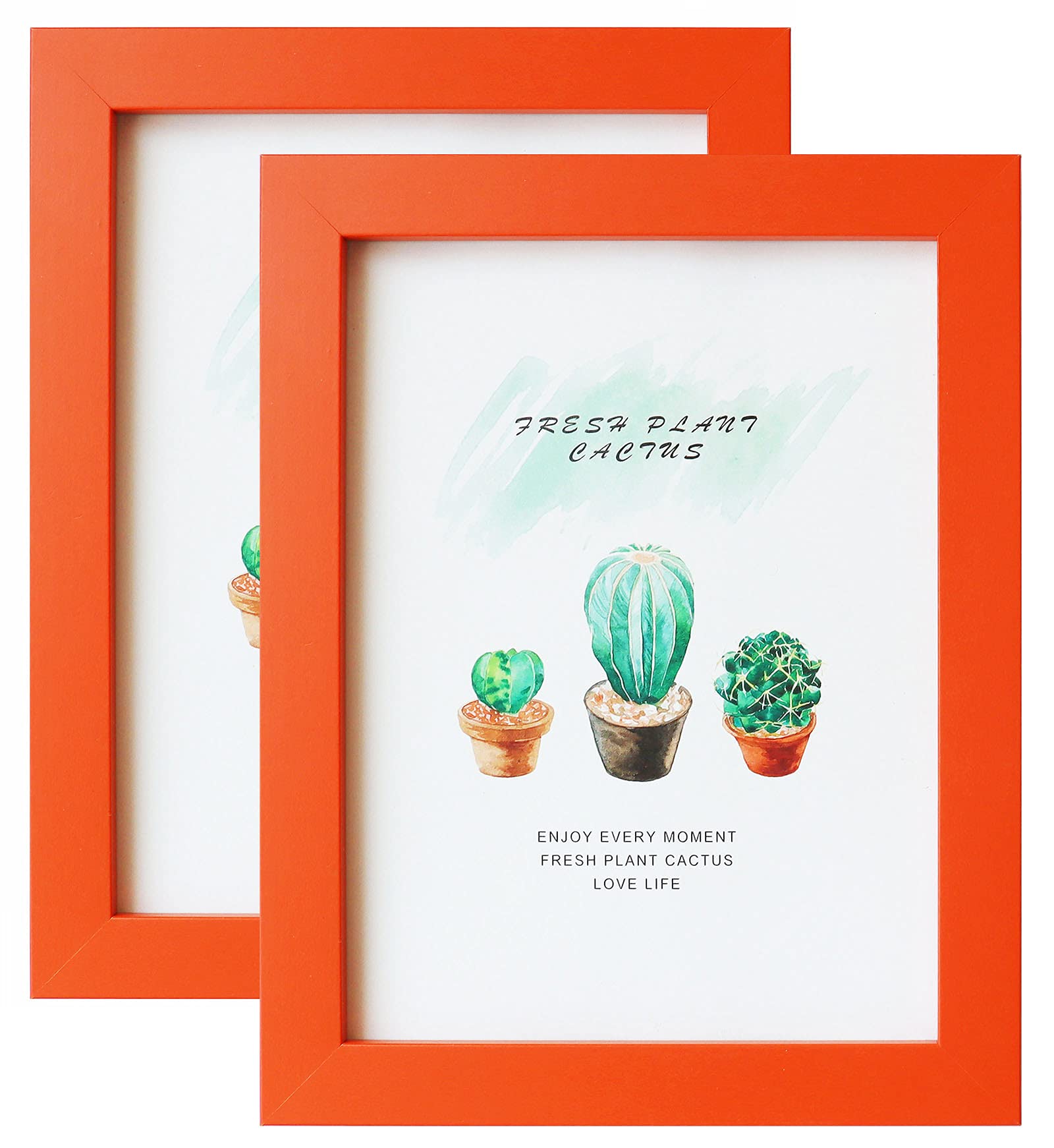 6x8 inch Photo Frame Orange Photo Frame 2 Pack 8x6 Orange Picture Frames for Tabletop and Wall