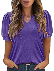 KISSMODA Women's Tunic Tops Casual V Neck Short