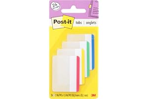 Post-it Tabs, 2-Inches Lined, 4 Assorted Primary Colors, 6-Tabs/Color, 24-Tabs/Pack