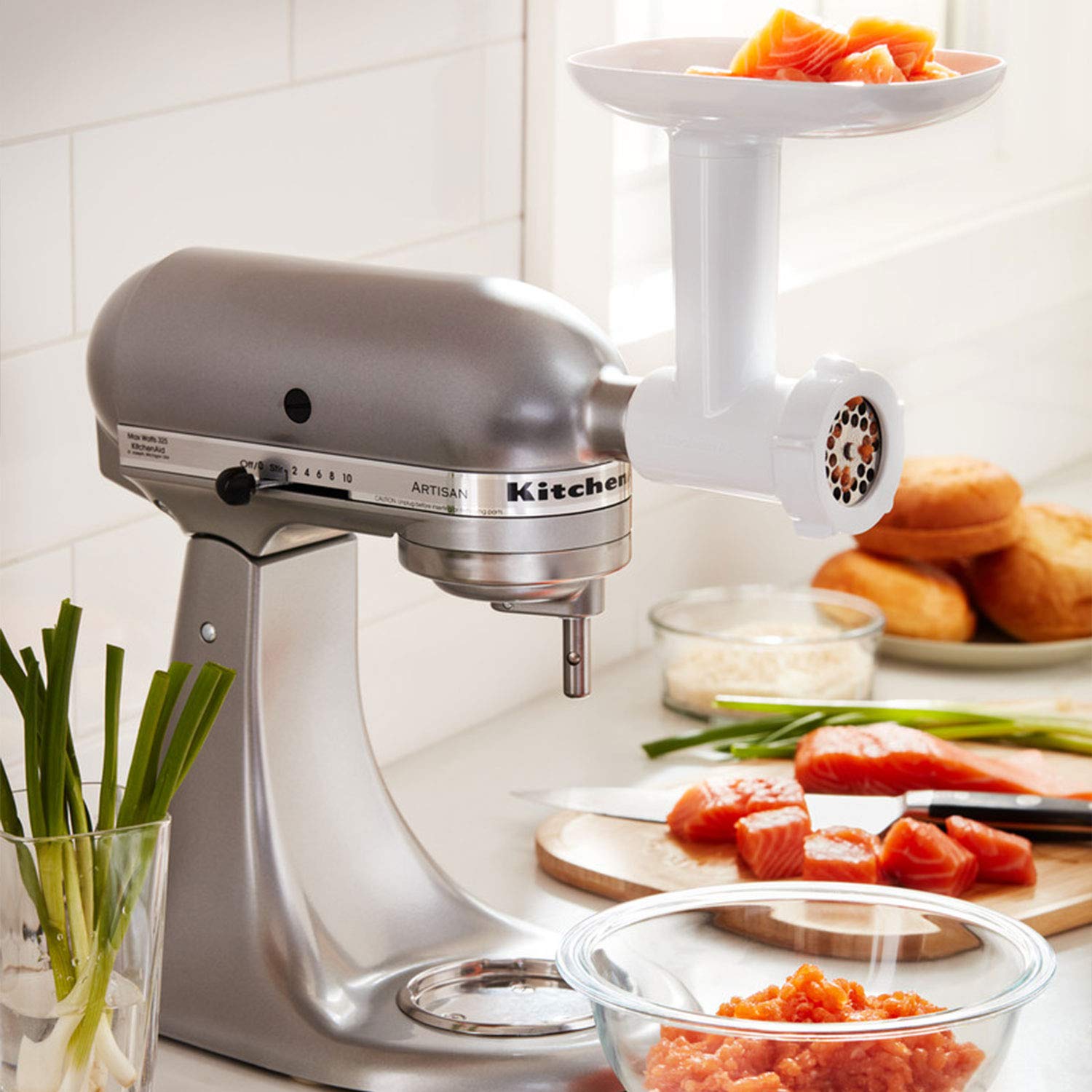 KitchenAid 5FGA Food Grinder, White (Optional Accessory for KitchenAid